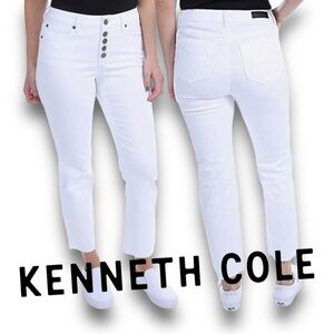 Kenneth Cole Jean High Rise Straight Leg Denim Pant Button Fly Size 8